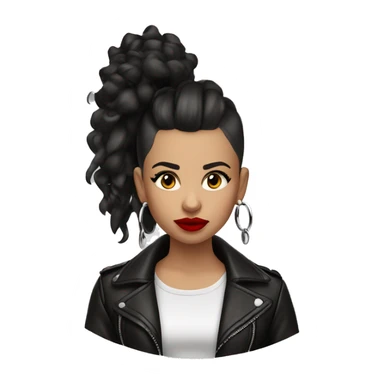 Hispanic girl Mohawk leather jacket hoop earrings red lipstick  sticker