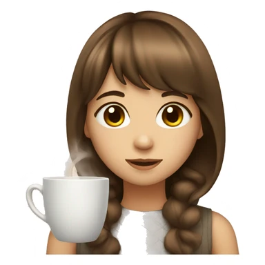Girl with brown hair and bangs drinking tea sticker