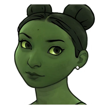 bratty selfish mom with black hair dark undereyes indian bun sticker