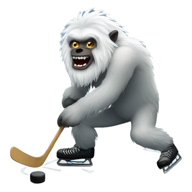 yeti playing hockey sticker