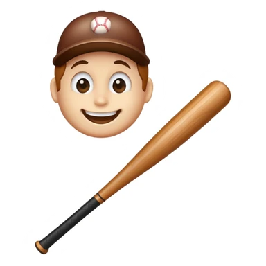 A wooden baseball bat with a cute smiling face sticker