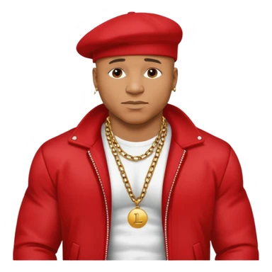 LL Cool J shirtless with necklace, red jacket sticker