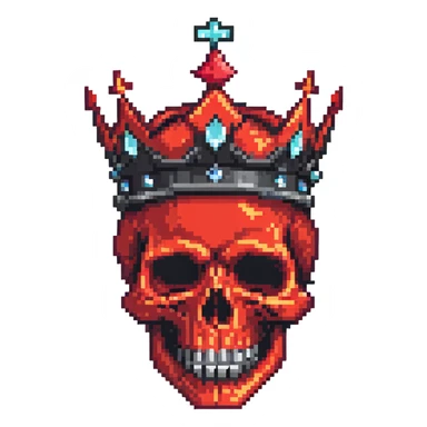 red and black skull with crown sticker