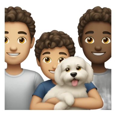 Brunette boy with a fluffy dog  sticker