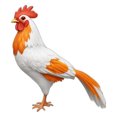 Gallo color naranja con cafe sticker