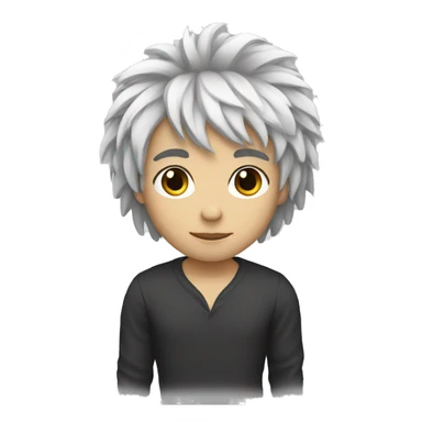black shaggy hair white skin sticker
