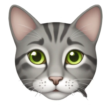 Tabby gray cat with white mouth and white nose and light green eyes sticker