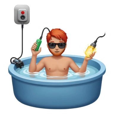 full bady red electrshn relaxing in hot water  sticker