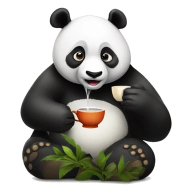 Panda drinking tea sticker
