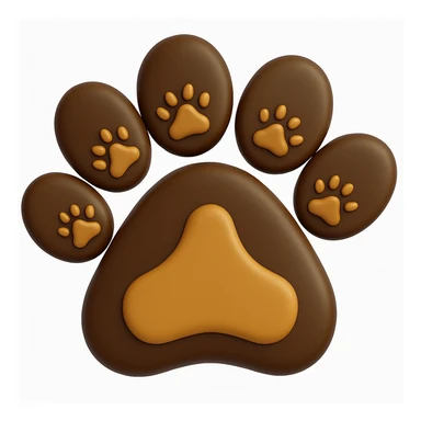 Make the paw print dark brown in microsoft style 3d fluent emojis sticker