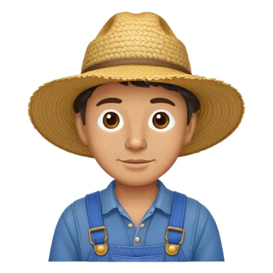 country farmer with straw hat and overalls sticker