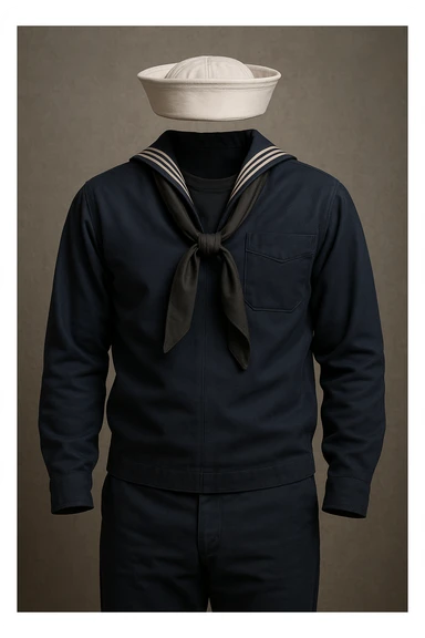Make this U.S. Navy Seaman Recruit (E-1) insignia look more realistic with authentic uniform background and details, but still showing no insignia. Maintain a realistic style with detailed fabric texture and colors typical of a U.S. Navy uniform, without any insignia visible. sticker