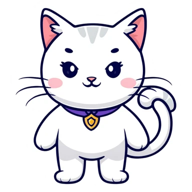 a white cat wearing a fancy costume sticker