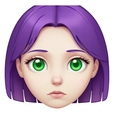 sad green eye girl with purple hair  sticker