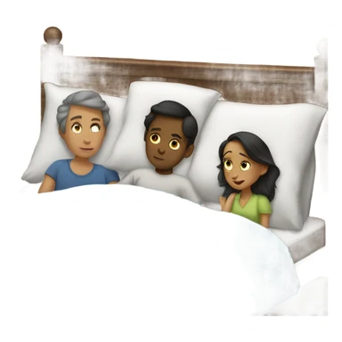 Boy in bed with his parents sticker