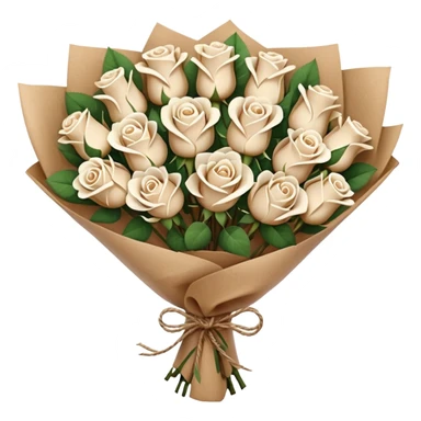 white roses bouquet in brown paper sticker