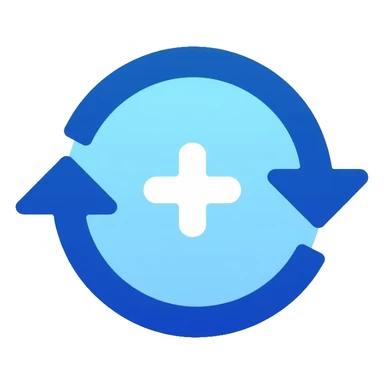 iOS 16 style refresh icon, circular arrows in counterclockwise motion, Apple blue color, minimalistic design sticker