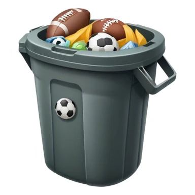 Garbage can with footbal sticker
