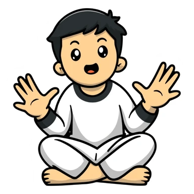 anxious man with hands outstretched in begging position with worried fearful expression sticker