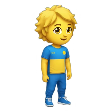 t-shirt sport With yellow and blue sleeves sticker