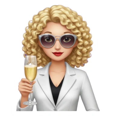 fancy blonde curly hair girl with sunglasses and night club outfits sticker