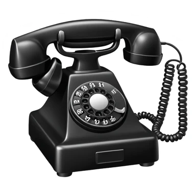 A vintage rotary corded phone with handset and spiral cord sticker