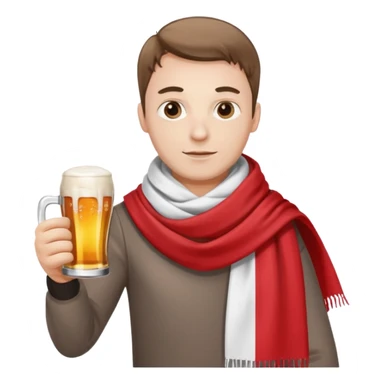 A man wearing a red and white scarf holding a Polish flag in one hand and a beer in the other sticker