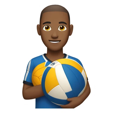 tan brown skin tall guy buzz cut standing with volleyball sticker