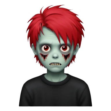 emo zombie boy largue hair red with black sweater  sticker