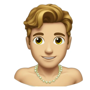 Posh-muscle-boy-brown-hair-green-eyes-pearl-necklace-in-golden-bathtub-legs sticker
