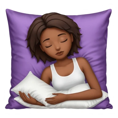 sleeping beauty african american woman with dark brown hair with a silk pillow, she is wearing a white tank top with big boobs sticker