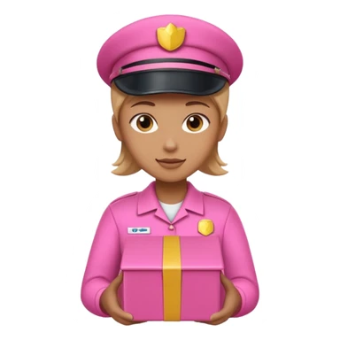 Repartidor con caja rosada sticker