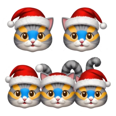 grey cats with Christmas hats sticker