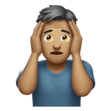 Worried man with hands on his head sticker