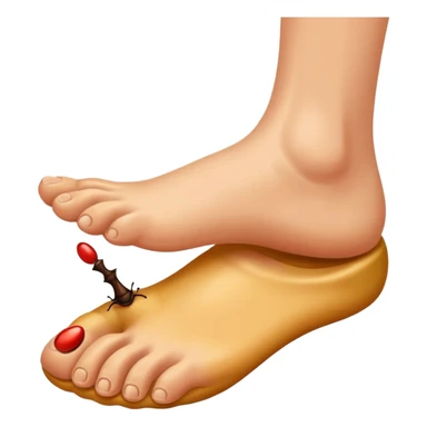 showing a cartoon human foot stepping on a small bug , slightly squished but cartoonish, no violence, playful Apple emoji style sticker