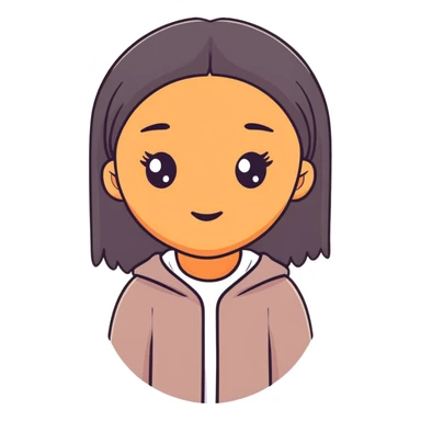 Black girl with fair skin, round face, and straight hair sticker