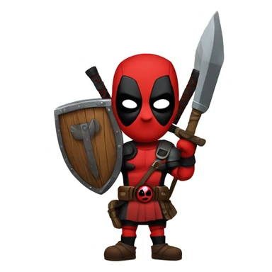 Deadpool holding Viking shield sticker