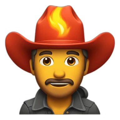 cowboy with a fire fire hat on fire sticker