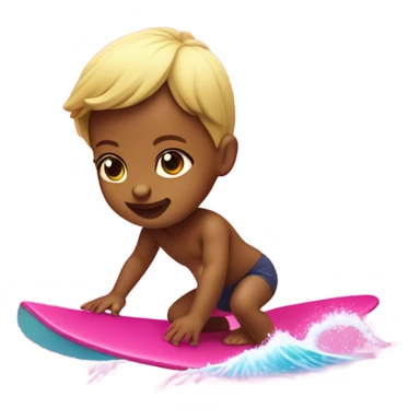 Newborn baby surfing on a hot pink ocean wave  sticker