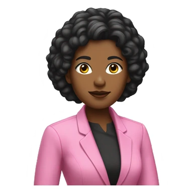 Rear view ofBlack female Historian with pink blazer and short black hair sticker