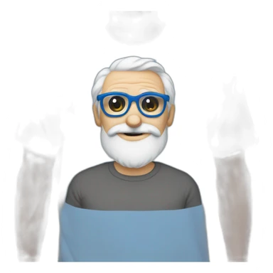 grandpa white blue glasses 50 years old gray beard  superhero tshirt sticker
