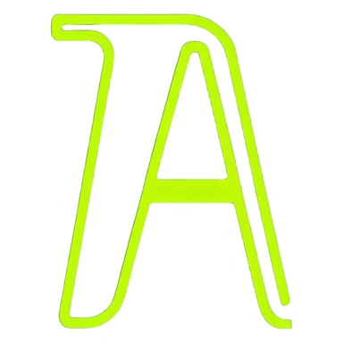 Capital letter A with neon glowing effect sticker