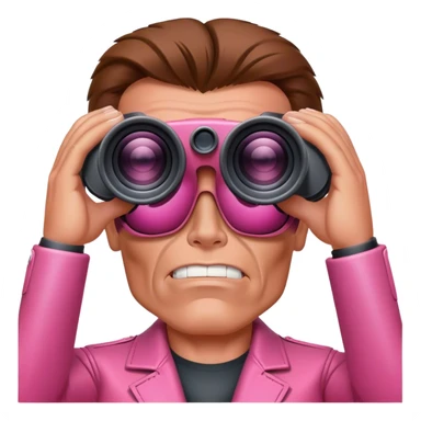 schwarzenegger-looking pink terminator looking through binocular sticker