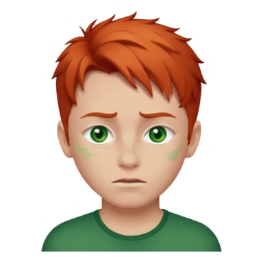 A red-haired boy with green eyes with a scar on his eyebrows sticker