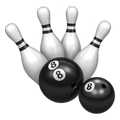 bowling ball is knocking down 3 pins with an 8 ball sticker