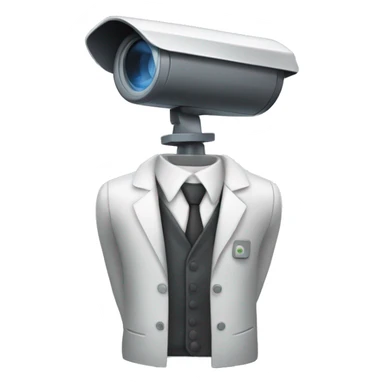 CCTV camera head with suit body holding plunger sticker