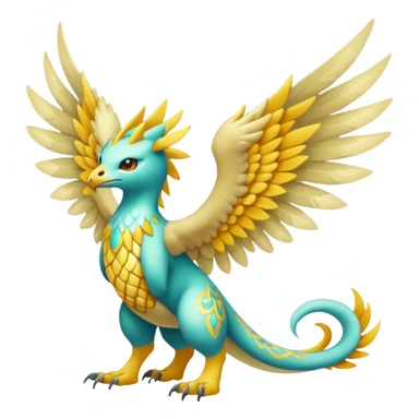 colorful lush ethereal divine winged exotic patterned beautiful elegant pretty realistic Fakémon-Digimon-Fionbri-Trico-creature (full body) sticker
