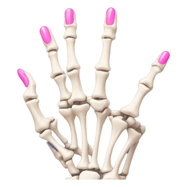 Skeleton hand 5 fingers with pink polish nails minimalistic  sticker