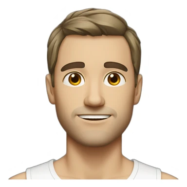 shaved white man with messy mid long dark brown hair sticker