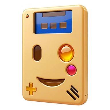 Clash of Clans aesthetic: Cinematic Playful PlayStation Memory Card Portrait Emoji, rendered in a 3D vector-style similar to standard emojis with minimal shading and bold, simplified shapes. A compact, distinct form with signature details, softly glowing with a cutting-edge console technology charm. Simplified yet unmistakably iconic, highly detailed and consistent, glowing with a soft radiance and high shine. Stylized with a touch of technological advancement and a soft glowing outline, capturing the essence of a beloved gaming relic with a friendly, playful manner! sticker